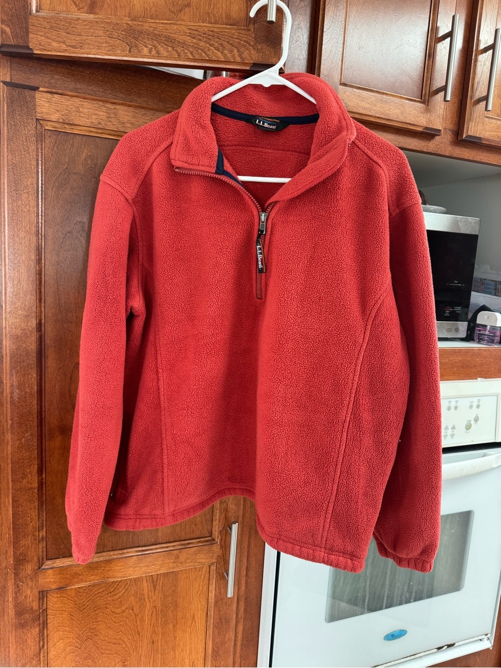 L.L. Bean Men's Red Half-Zip Fleece Pullover